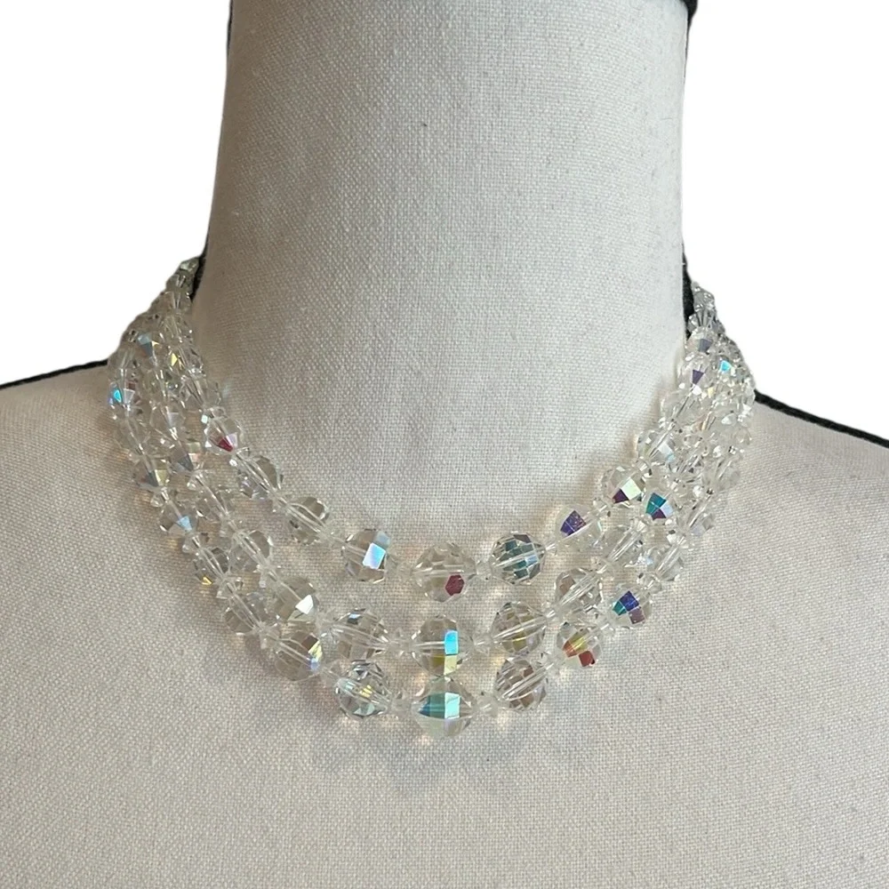 Vintage Laguna Set Necklace Bracelet Clip Earrings Aurora Borealis 1950s Parure - Picture 2 of 16